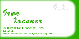 irma kocsner business card